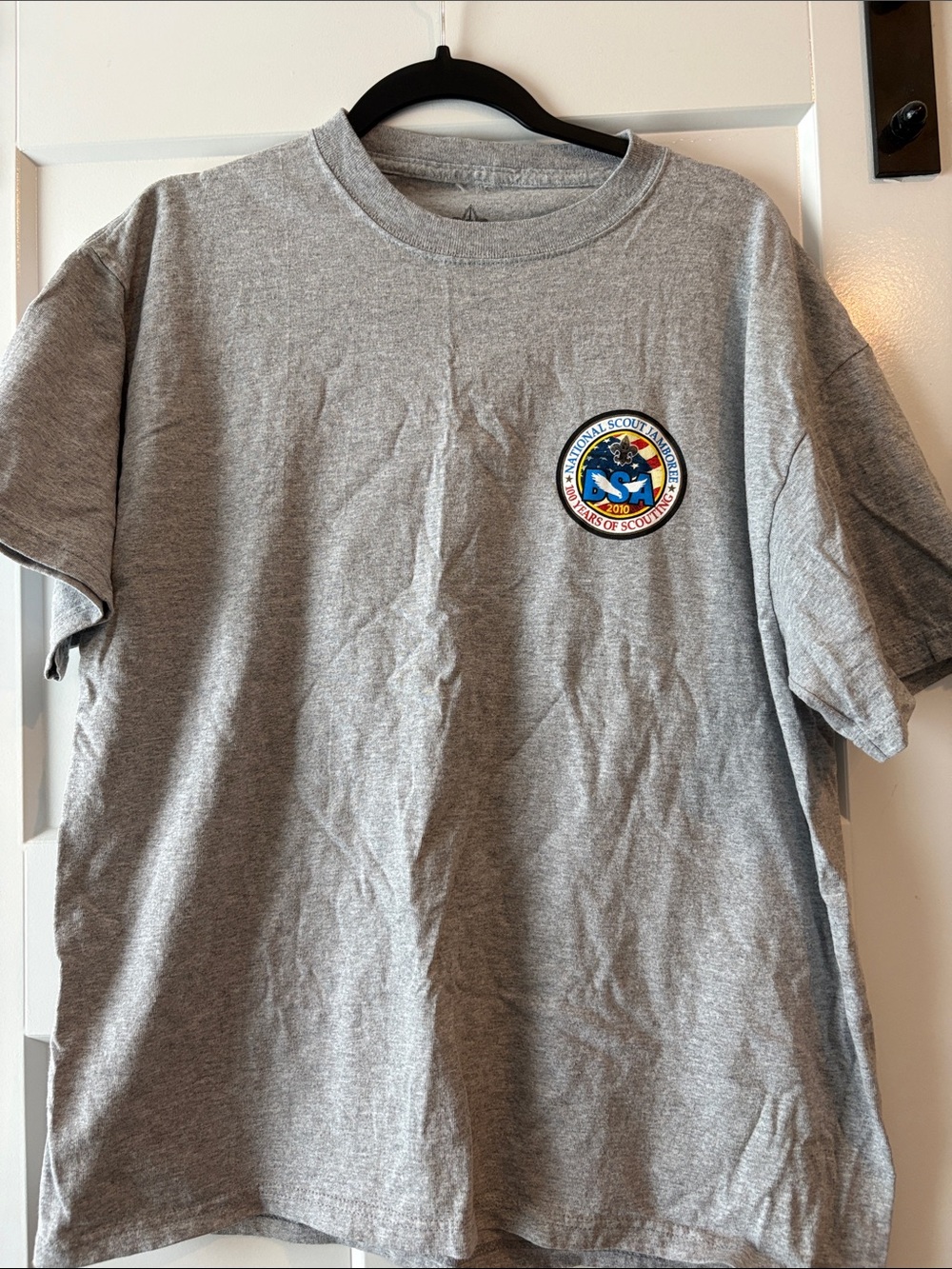 adult Gray Short-Sleeve Graphic Tee with Scout Patch